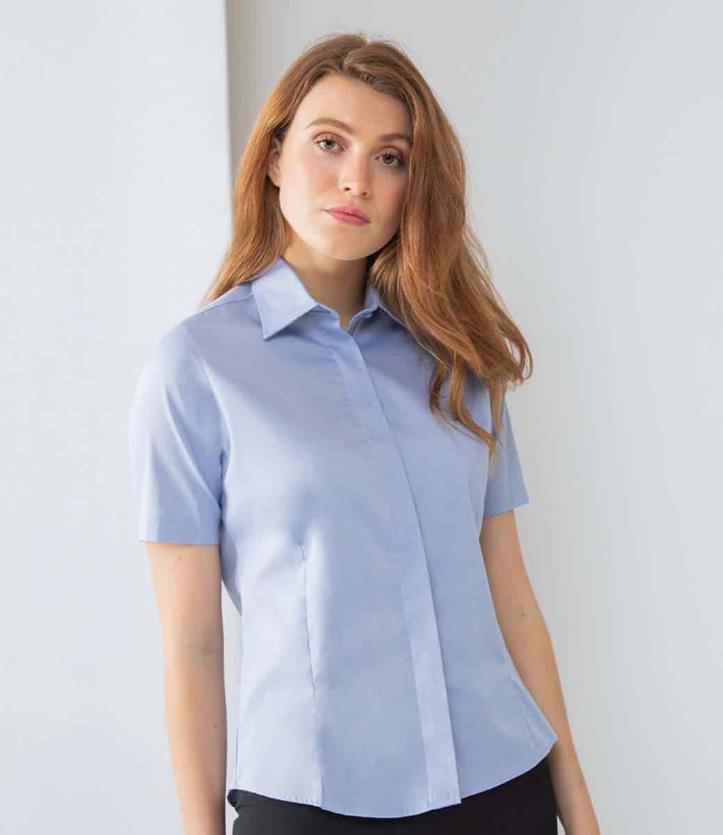 Henbury Ladies Short Sleeve Oxford Shirt H556