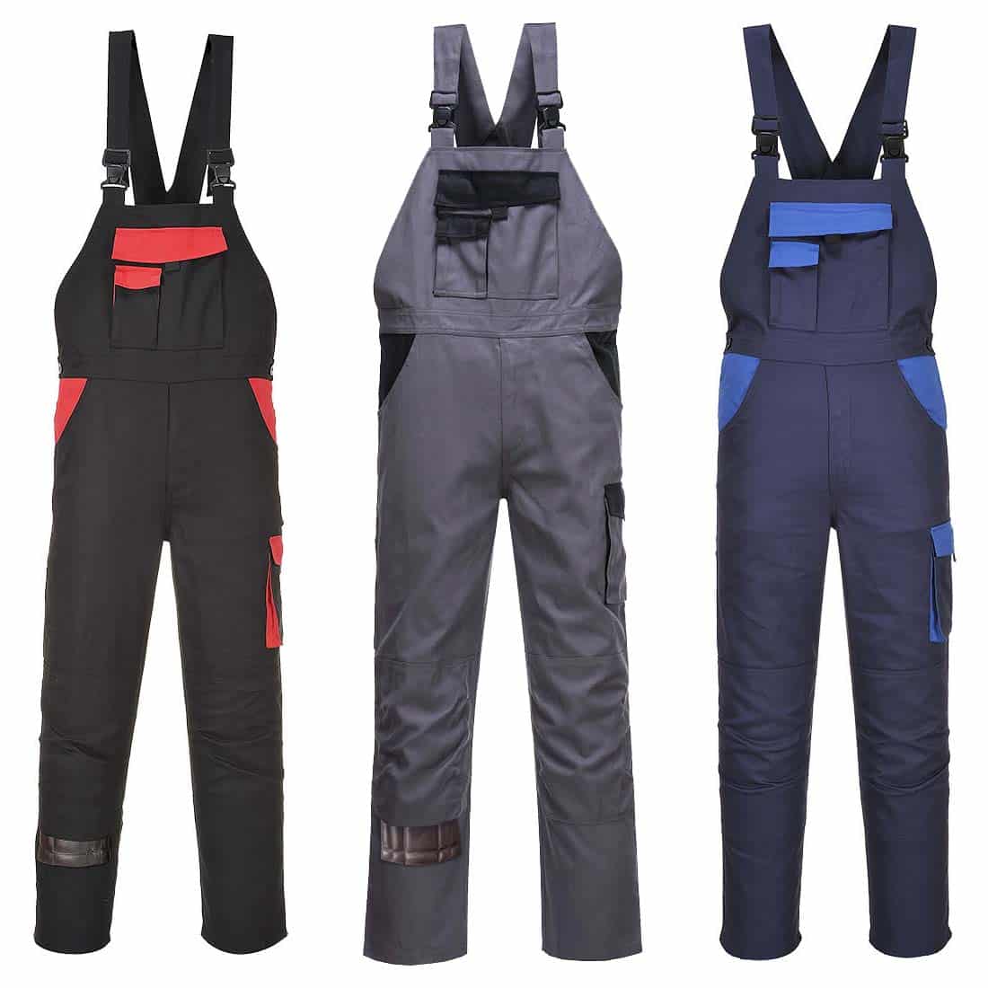 Portwest Texo Contrast Bib And Brace Lined Work Wear Overall Trouser TX17 