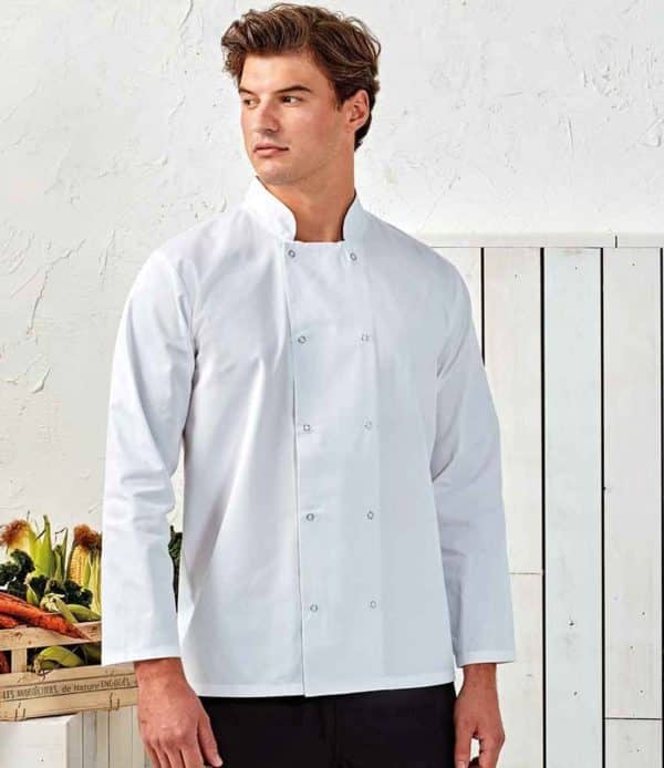 Premier Unisex Long Sleeve Stud Front Chefs Jacket PR665