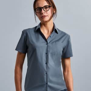Russell Collection Ladies Short Sleeve Easy Care Poplin Shirt 935F