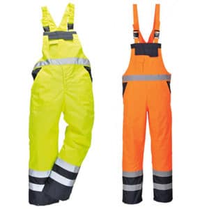 Portwest Contrast Safety Bib & Brace TX12 Mens Cotton Secure Workwear Dungarees 